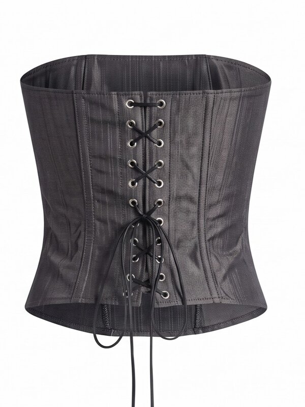 Aurelie Anthracite Shiny Striped Corset