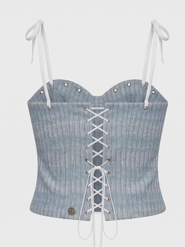 Pierced Blue and White Striped Corset