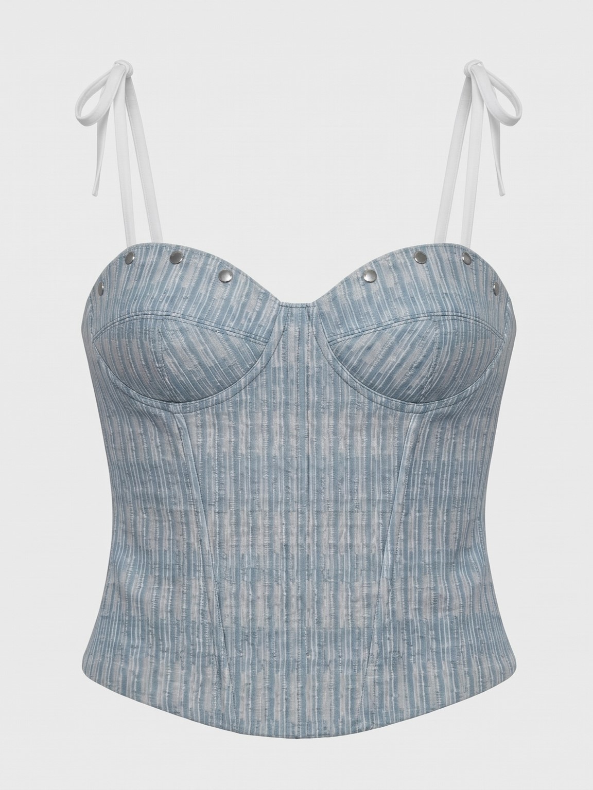 Pierced Blue and White Striped Corset