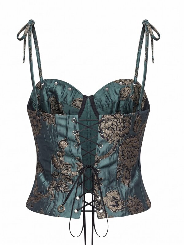 Pierced Patterned Turquoise Corset