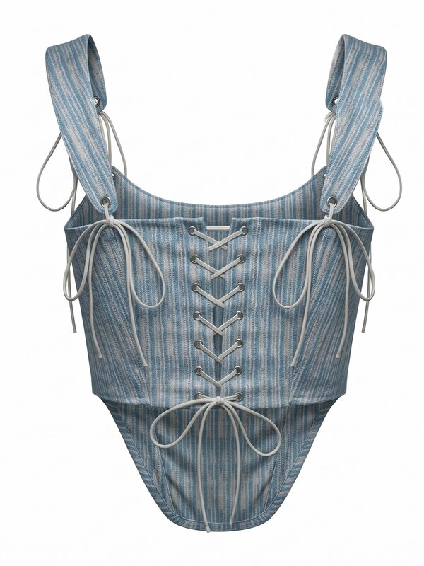 Velora Blue and White Striped Corset